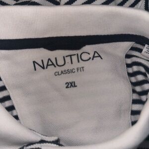 Men’s used Natutica polo shirt striped white and black size XXL 2XL